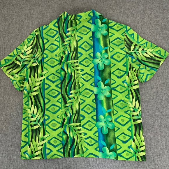 Michele Michelle vintage Green Button Down Shirt Size 14 Floral Top retro‎ - Picture 7 of 9